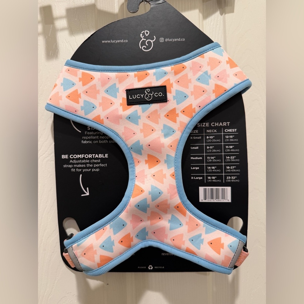 Lucy & Co. ALIEN Adjustable Dog Reversible Harness Size XL NWT fish design